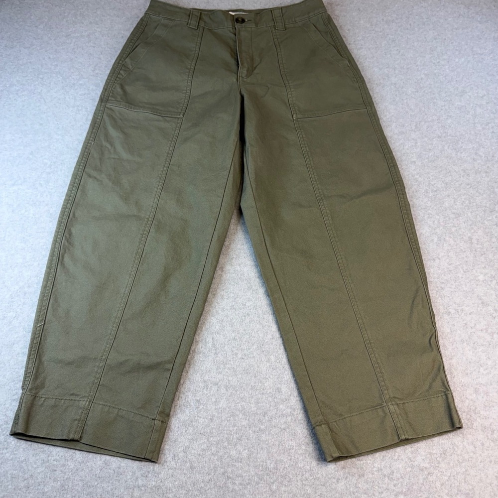 Old Navy Womens 8 Olive Green High Rise Barrel Leg Utility Patch Pocket Pants